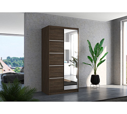 Posuvná skříň se zrcadlem ORLANDO 100 Choco+Choco