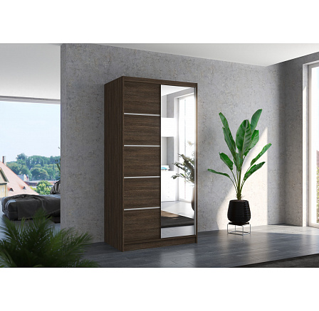 Posuvná skříň se zrcadlem ORLANDO 100 Choco+Choco