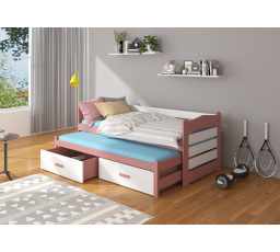 Dvojlůžko s matracemi TIARRO 200x90 Růžová+Bílá