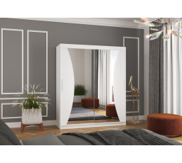 Posuvná skříň se zrcadlem CHARLOTTE 180 Bílá+Bílá