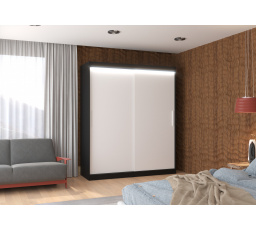 Posuvná skříň s LED osvětlením LINCOLN 180 Černá+Bílá