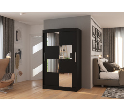 Posuvná skříň se zrcadlem LUGANO 120 Černá+Černá