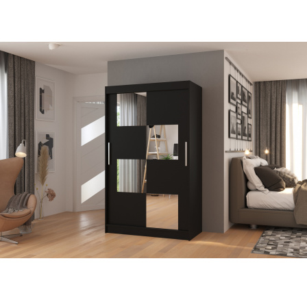 Posuvná skříň se zrcadlem LUGANO 120 Černá+Černá