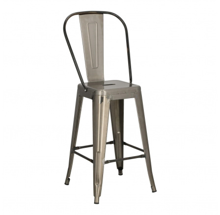 Barová židle Paris Back 66 cm kovová inspirovaná Tolix