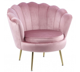 Křeslo velvet růžové /nohy zlaté/ LC-032-1