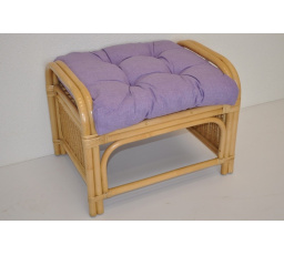 Ratanová taburetka Ear medová polstr fialový melír