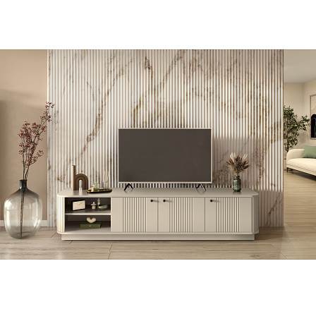 VESPER RTV 187 3D - kašmírové MDF / kašmír / černé úchyty / sokl
