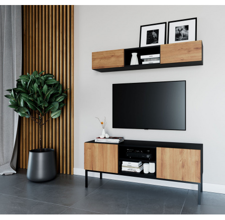 Tv komoda LANZZI 120, Černý Mat/Dub Artisan