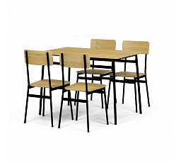 Jídelní set s 4 židlemi, 110x70x76cm, mdf, divoký dub, AUT-O2155 OAK