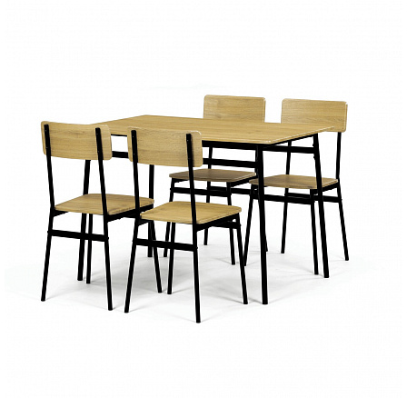 Jídelní set s 4 židlemi, 110x70x76cm, mdf, divoký dub, AUT-O2155 OAK