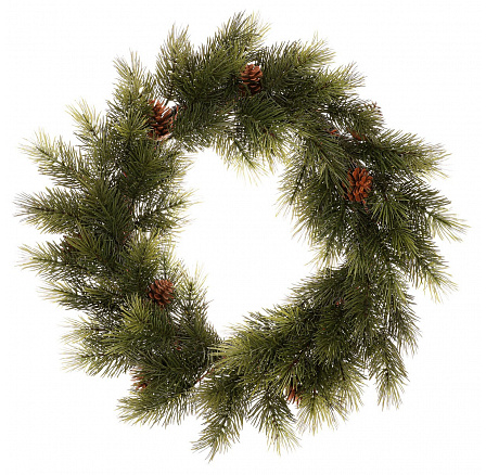 Věnec umělý - pr. 66 cm, borovice se šiškami, zelený