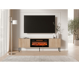 TV komoda DOMI 180 s elektrickým krbem, dub Cremona