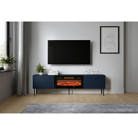 TV komoda RAFAEL 200 EF s elektrickým krbem, indigo