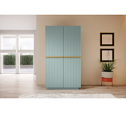 Skříň Nicole 100 cm se 2 skrytými zásuvkami - šalvěj MDF / zlaté úchyty