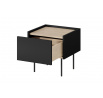 Noční stolek se zásuvkou Desin, černý mat / dub nagano