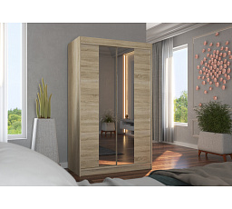 Šatní skříň s posuvnými dveřmi a zrcadlem MARVIN 120 Sonoma+Sonoma