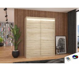 Posuvná skříň s LED osvětlením DENVER 150 Sonoma+Sonoma