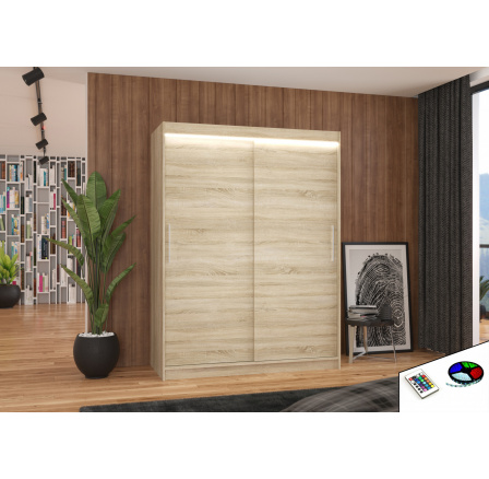 Posuvná skříň s LED osvětlením DENVER 150 Sonoma+Sonoma