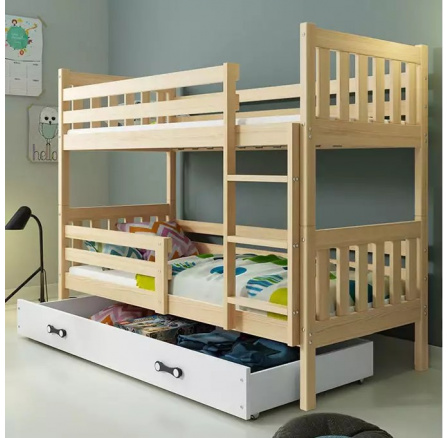 CARINO PIĘTROWE RAMA SOSNA SZUFLADA BIAŁY 80 X 160 KPL