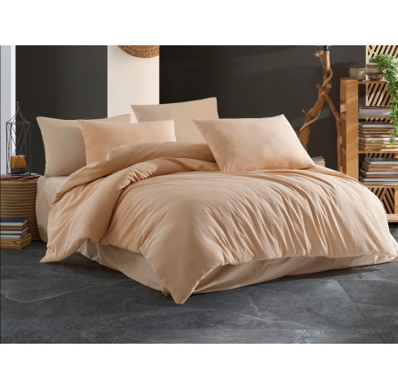 Francouzské povlečení krep UNI 220x200, 70x90cm Béžové