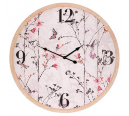 Hodiny nástěnné - pr. 58 cm, MDF, rozkvetlá louka