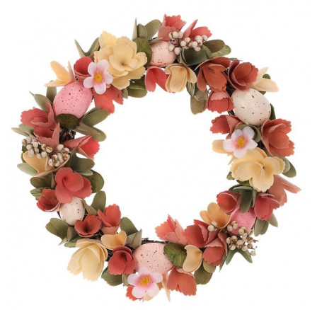 Věnec velikonoční - pr. 32 cm, umělé květiny a vajíčka Věnec velikonoční - pr. 32 cm, umělé květiny a vajíčka