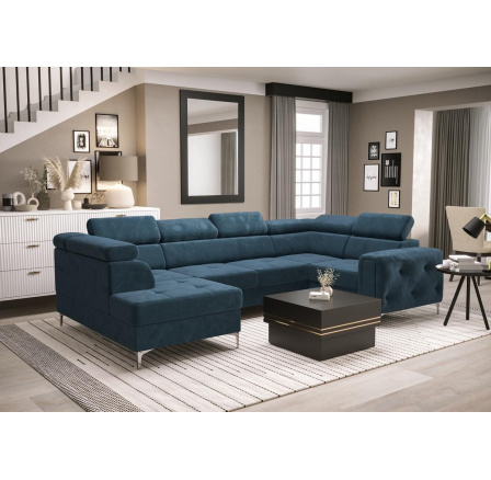 Rohová sedací souprava ORION MAX II s funkcí spaní 165x350x185 cm - modrá, pravá