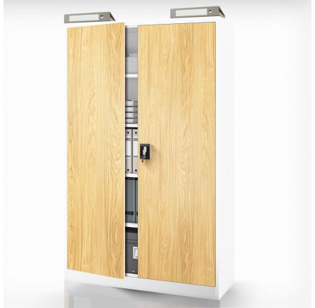 Kancelářská kovová skříň Bílá/Zlatý dub: Eco Design JAN II