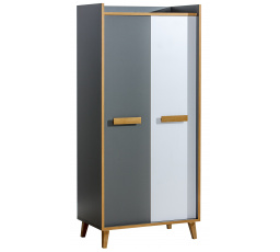 Šatní skříň WERSO - W1, Bílá Briliant+Antracit+Rivera