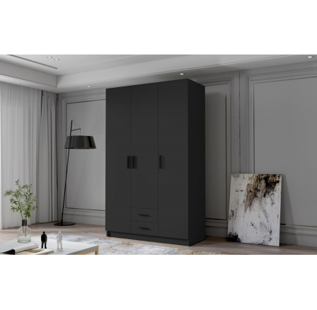 Skříň Arya I 120 - černá/černé úchytky