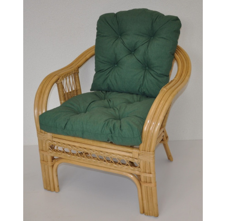 Ratanové křeslo Rio De Janeiro medové - polstr tmavě zelený melír