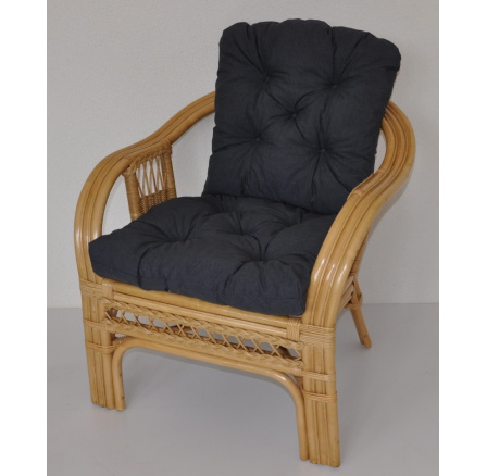 Ratanové křeslo Rio De Janeiro medové - polstr tmavě šedý melír