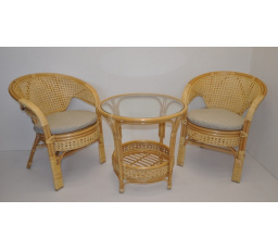 Ratanová sedací souprava Kina medová polstr tmavě béžový melír