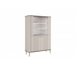 VESPER VITRÍNA 103 4D - kašmír mdf / ořech / zlaté nohy
