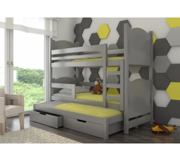 Třílůžková patrová postel s matracemi LETICIA Gray