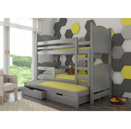 Třílůžková patrová postel s matracemi LETICIA Gray Třílůžková patrová postel s matracemi LETICIA Gray