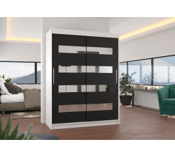 Posuvná skříň se zrcadlem BALTIC 150 Bílá+Černá