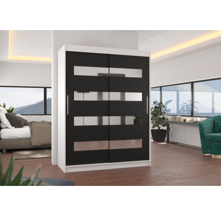 Posuvná skříň se zrcadlem BALTIC 150 Bílá+Černá