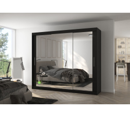 Posuvná skříň se zrcadlem CHESTER 250 Černá+Černá