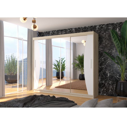 Posuvná skříň se zrcadlem DIEGO 250 Sonoma+White