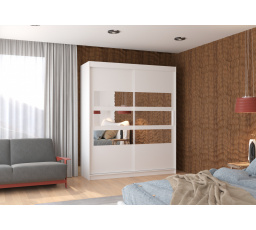 Posuvná skříň se zrcadlem TOLEDO 180 Bílá+Bílá