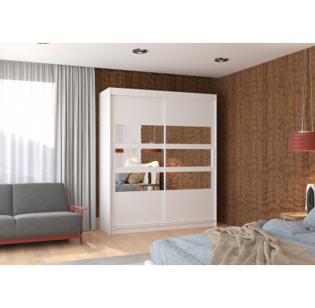 Posuvná skříň se zrcadlem TOLEDO 180 Bílá+Bílá