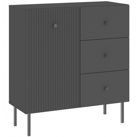 Komoda VIENA 1D3S, Černá/Černá