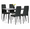 Jídelní set s 4 židlemi, 130x70x76cm, keramika, mramor, ASE-1004 BK2
