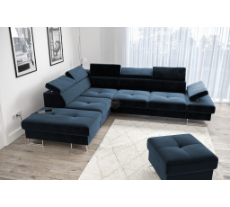 Rohová sedací souprava GALAXY s funkcí spaní 225x280 - modrá , levá