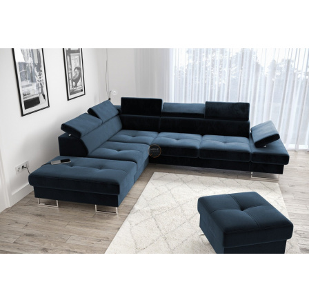 Rohová sedací souprava GALAXY s funkcí spaní 225x280 - modrá , levá