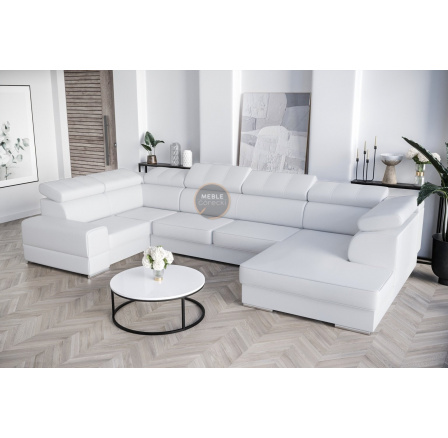 Rohová sedací souprava ROYAL MAX I 210x375x185 - bílá eko kůže , levá