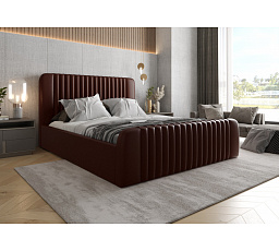 POSTEL MODENA Z PŘÍRODNÍ KŮŽE S ÚLOŽNÝM PROSTOREM - 160 cm x 200 cm, kovový na plynových vzpěrách