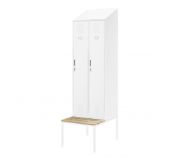 Šatní skříňka s lavičkou a stříškou KACPER II PRO, 600 x 2295 x 850 mm, bílá