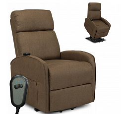 Elektricky Polohovatelné Křeslo COLTON s Funkcí Vstávání Hnědé